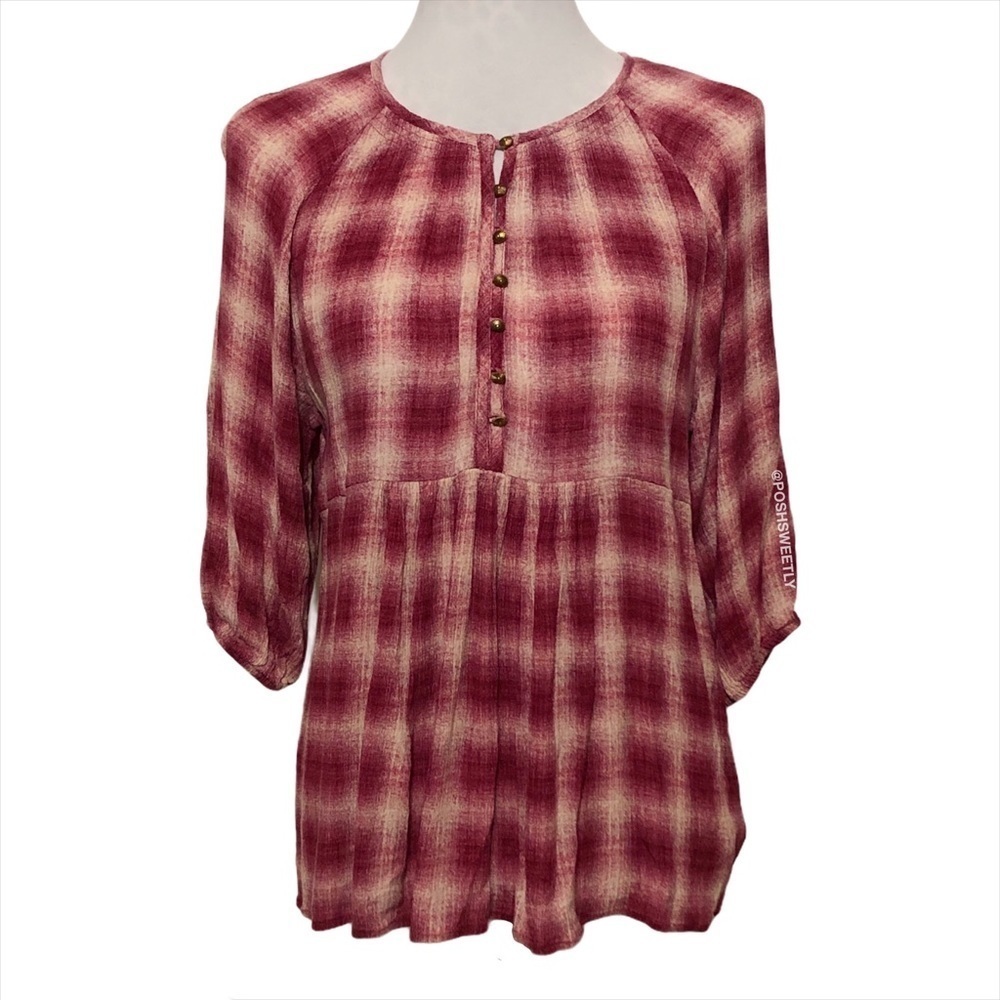 Anthropologie Plaid Babydoll Tunic